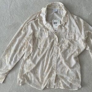 Ladies Cream Blouse with Gold metallic